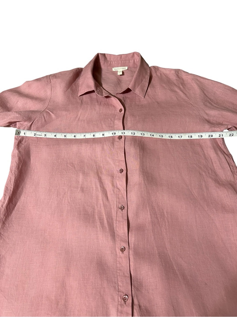 Eileen Fisher Pink Linen Button Down Shirt S/P - Picture 7 of 10